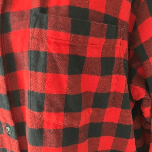 GAP Women Oversized Plaid Flannel Button Down Shirt-Red Buffalo Plaid | L - Picture 4 of 13